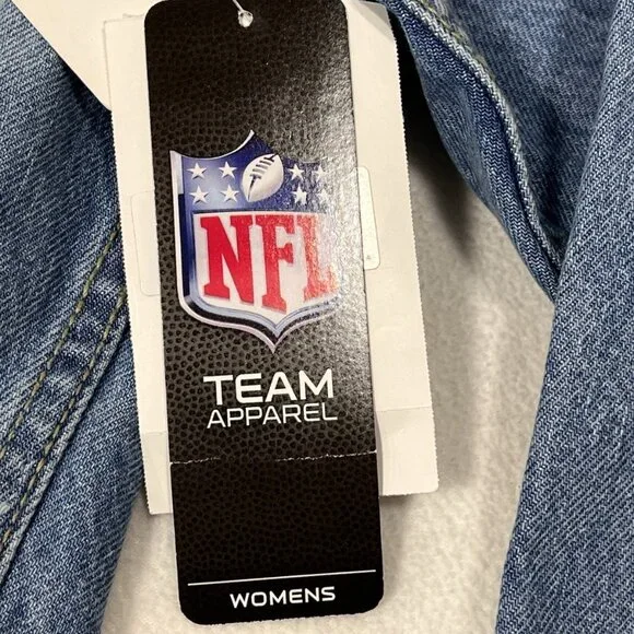 Erin Andrews Super Bowl LVIII Womens Denim Jacket Hoodie Cropped XL NWT - Picture 3 of 16
